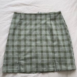 Green plaid mini skirt